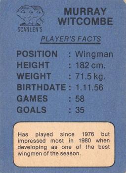 1981 Scanlens VFL #12 Murray Witcombe Back